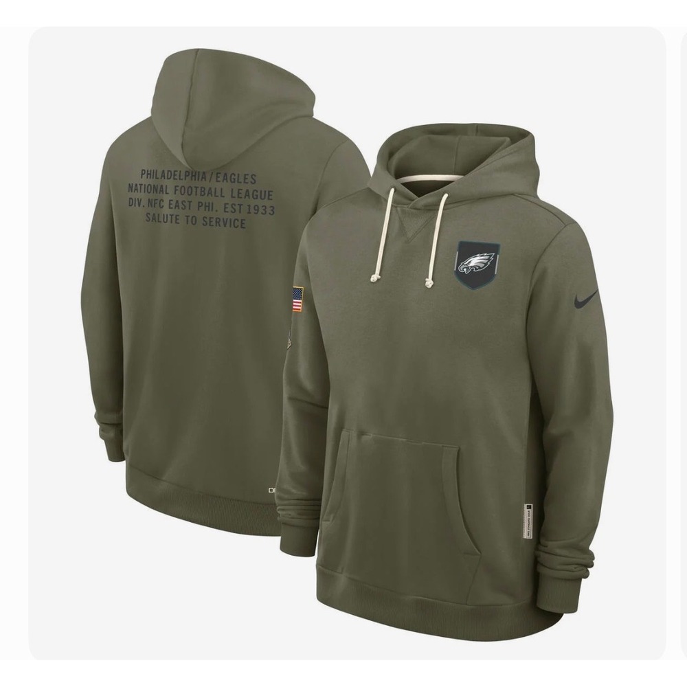 Nike Philadelphia Eagles Salute to Service Hoodie Olive Green XXL DA6014-325
